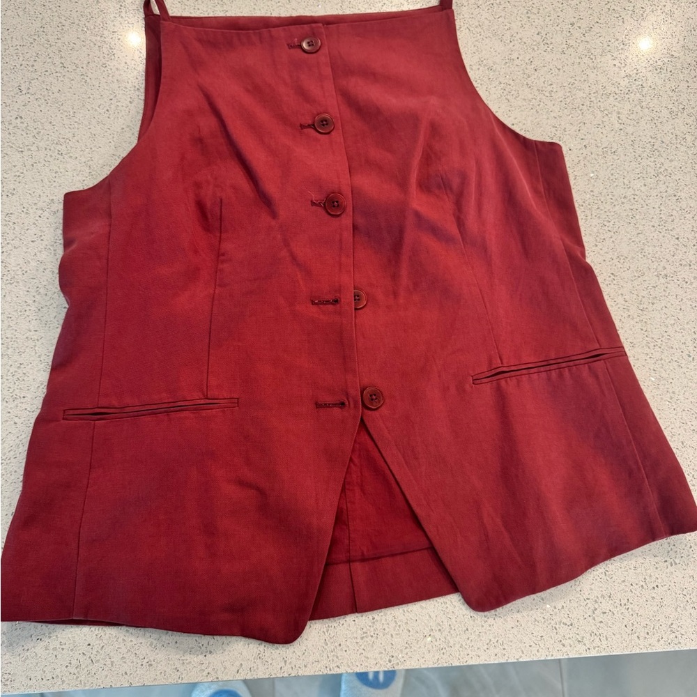 Madewell Red Button-Up Vest